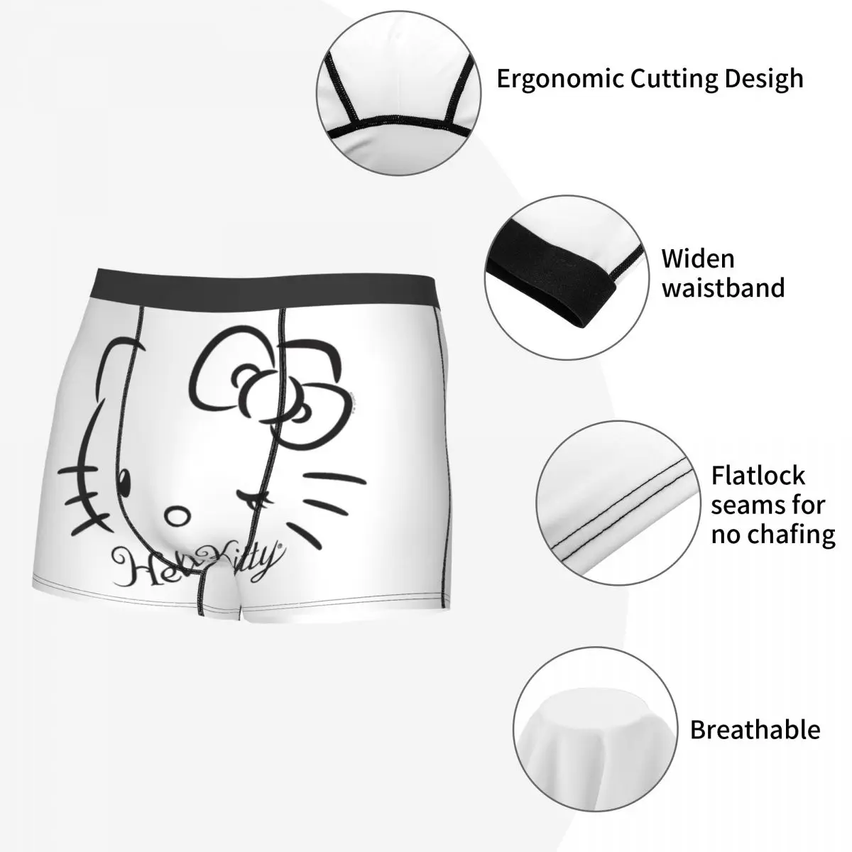 Custom Hello Kitty Winking Men Boxer slip comodo intimo stampato divertenti paniti traspiranti