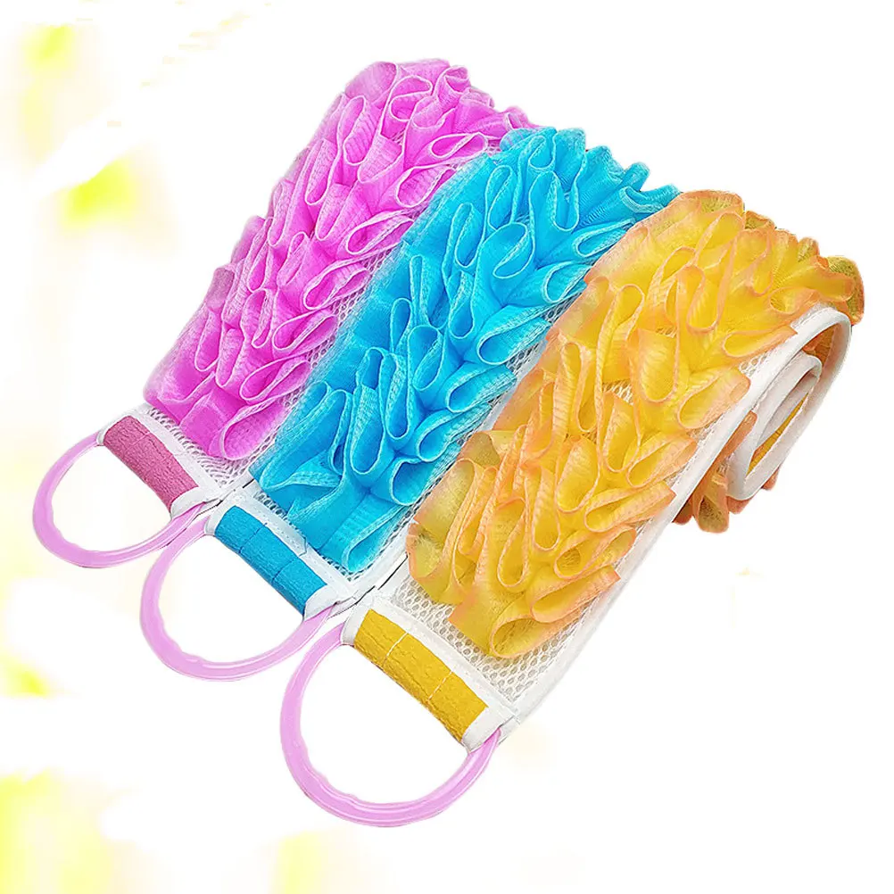 

3pcs Double Sided Back Strip Thickened Polyester Silk Mesh Pe Material Bath Flower Dual Purpose Deep Cleaning Skin Practical