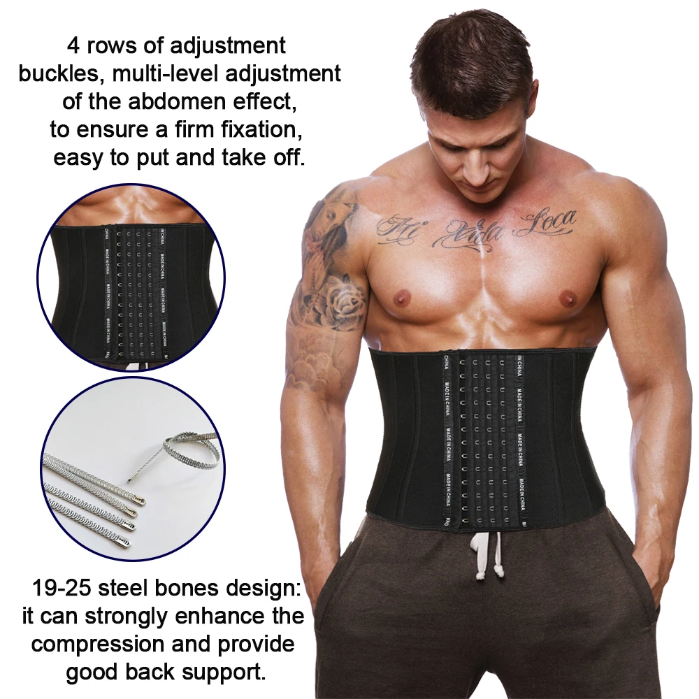 LAZAWG-Entrenador de cintura para hombre, para el vientre banda plana, faja de Control de barriga, Correa adelgazante, traje para correr, ropa deportiva de entrenamiento y Fitness