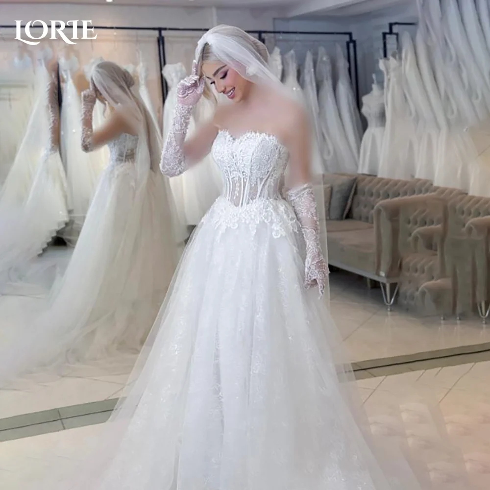 LORIE Empire Lace Mermaid Wedding Dresses Long Sleeve Sweet Off Shoulder Appliques Bridal Gown Backless Bride Dress Customized