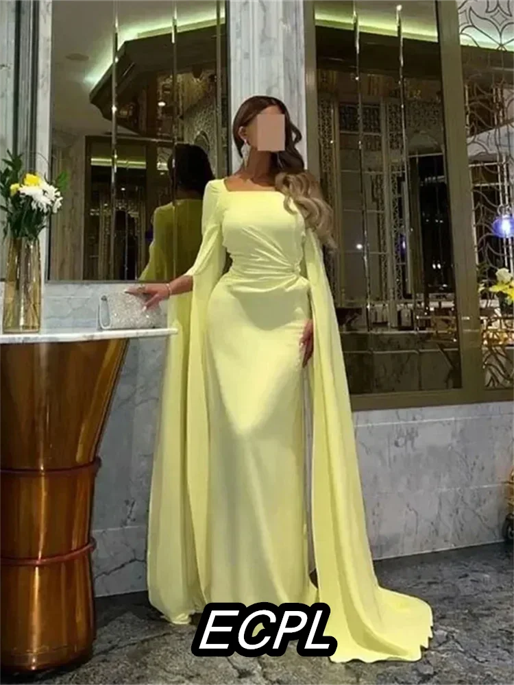 

Prom Dresses Dubai Ladies Evening Gown Evening Dress Elegant Mermaid Party Formal Occasion Women Wear Square Neck Long Sleeves