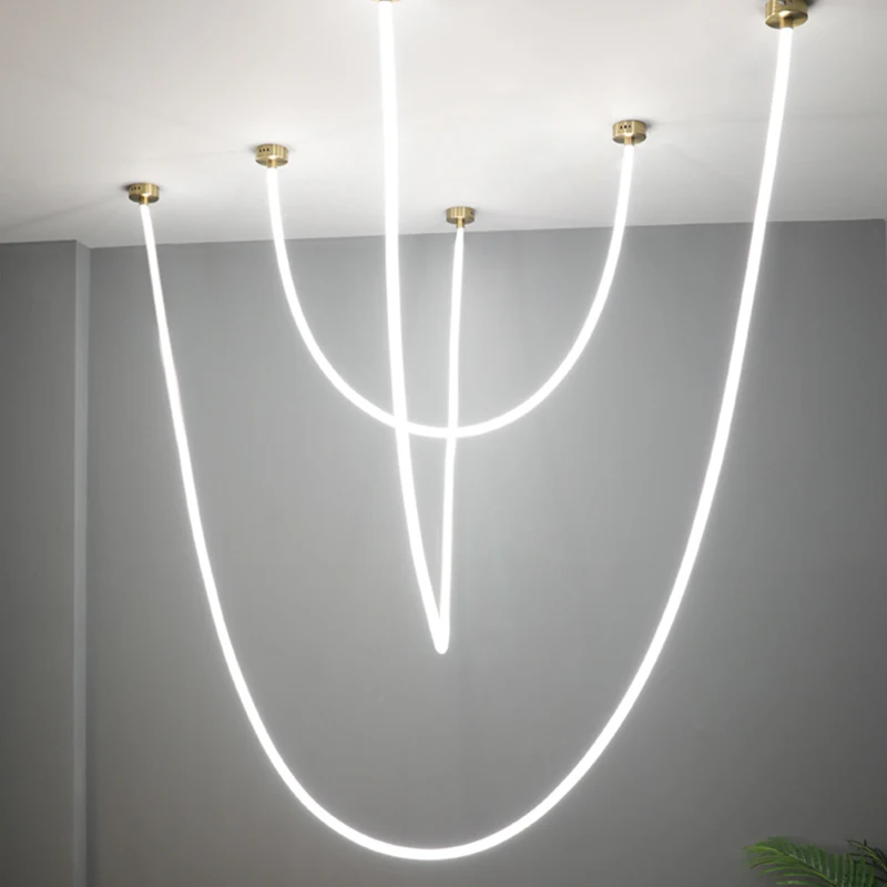 Nordic Hose Led Chandelier for Dining Living Room Center Table Kitchen Bedroom Pendant Lamp Minimalist Decor Lighting Lusters