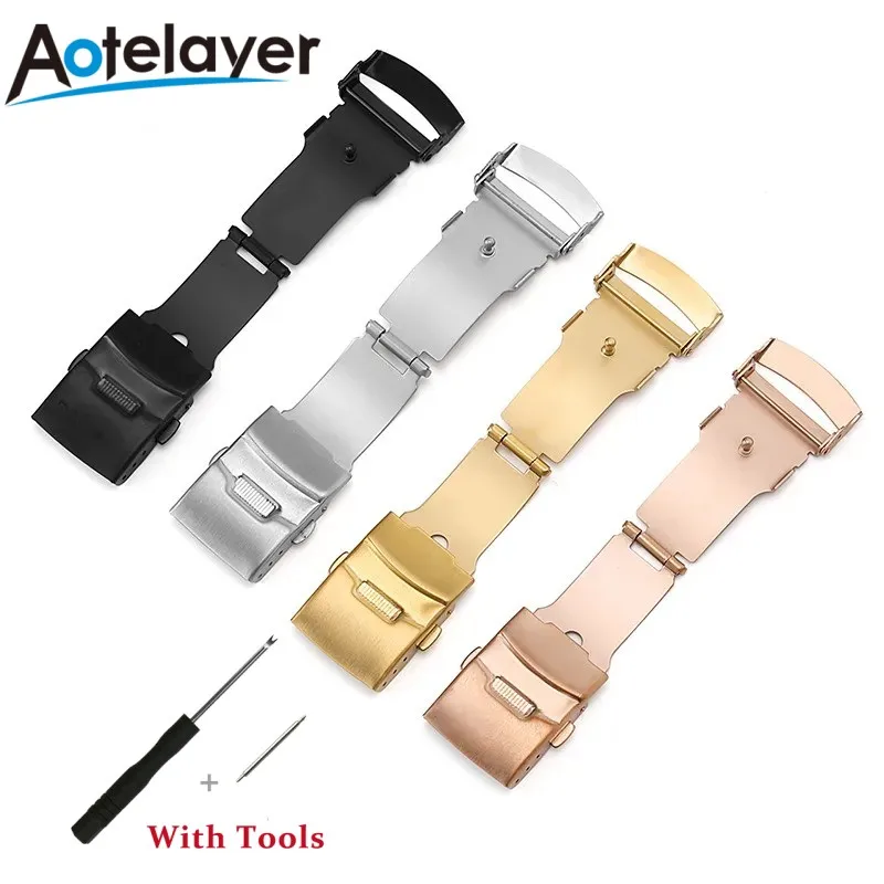 세이코 시티즌 걸쇠 액세서리, 스테인레스 스틸 더블 프레스 안전 접이식 시계 버클, 16mm, 18mm, 20mm, 22mm, 24mm 