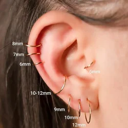 2/6PCS Seamless 316L Stainless Steel Classic Nose Rings for Men and Women Hoop Earrings Septum Helix Tragus Ear Piercing Jewelry