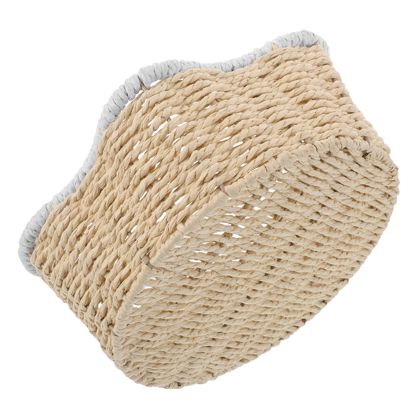 

1pcs Handwoven Storage Basket: Natural Paper Rope Woven Bin For Desktop Kitchen Home Organization, Imitation Rattan Fruit Bread