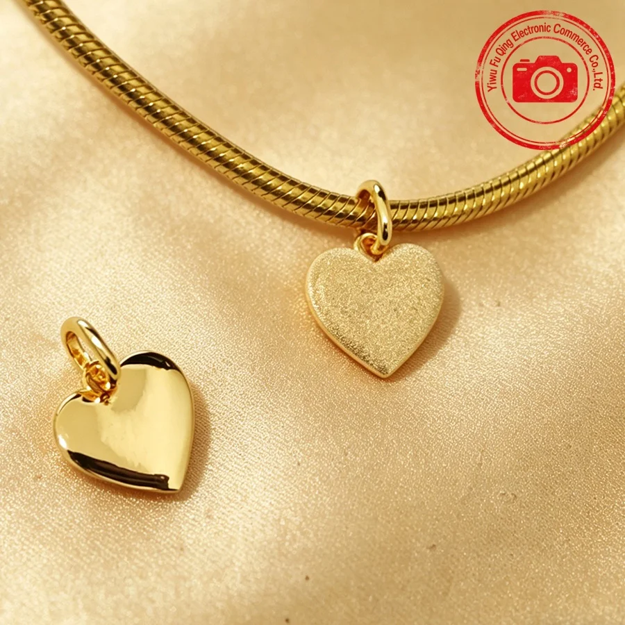 Bestseller Goldene Anhänger DIY Schmuckgeschenke Handgeschriebener Liebesbrief mit Amorherz Rosa Runde Clip-Perlen Passend für Original-Armbänder