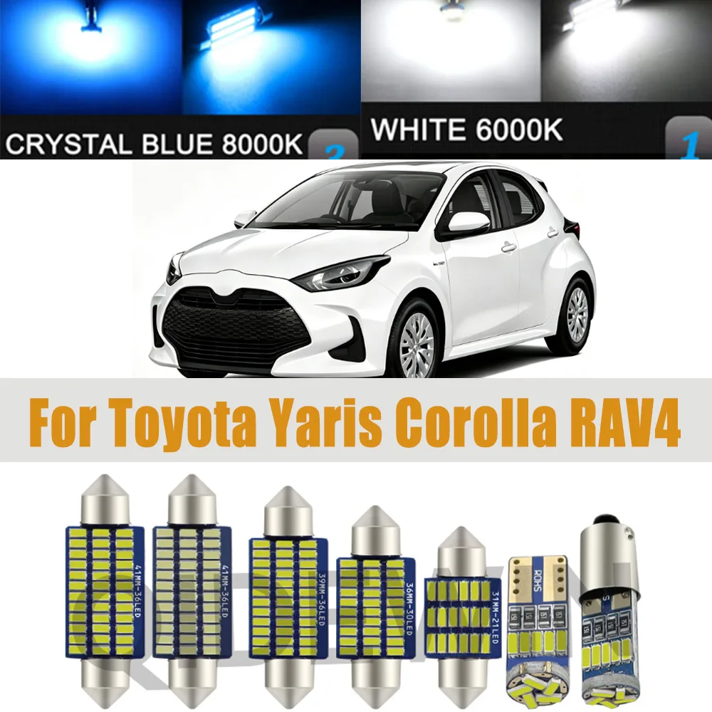 Kit de Lâmpadas LED para Luz de Leitura Interna e Placa de Licença para Toyota Yaris Corolla RAV4 CHR Avensis T25 T27 Auris Prius Acessórios