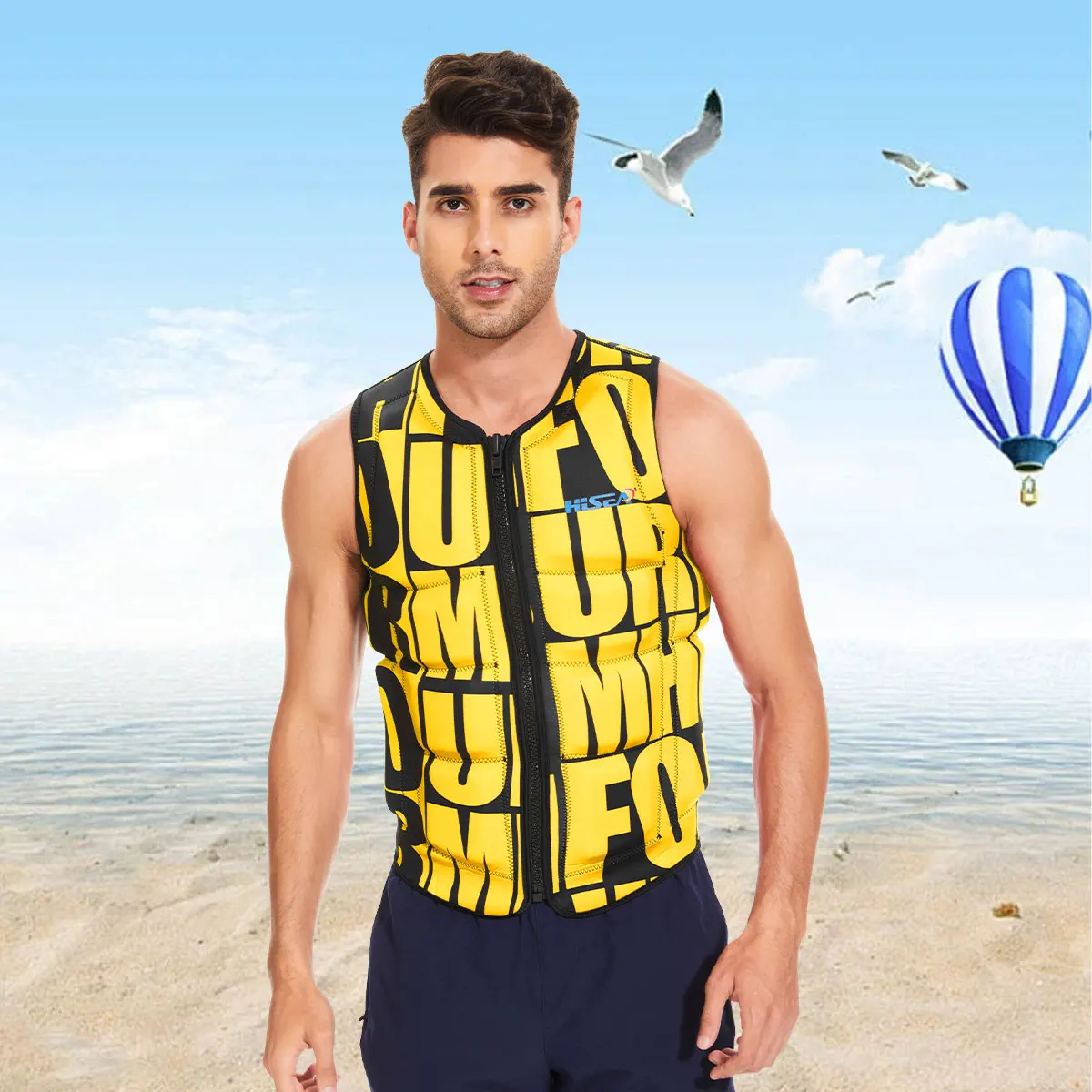 Life Jacket Adult Neoprene Buoyancy Surf Vest Water Sports Kayak Motorboat Drifting Vest Rescue Lifeguard Professional Life Vest