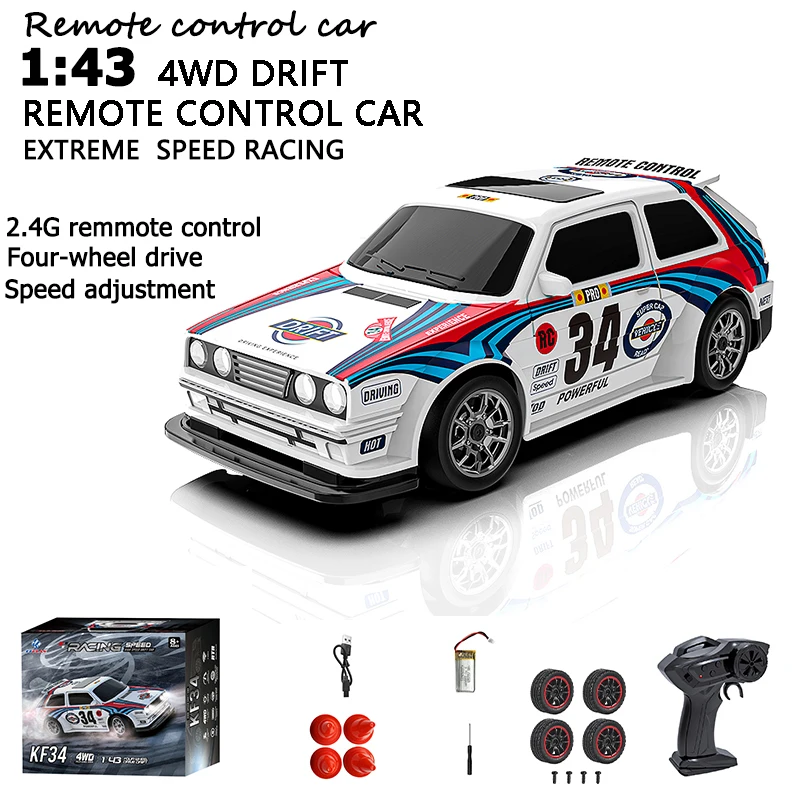 

Новая радиоуправляемая дрифт-машинка KF34 1:43, полноприводная гоночная машинка на радиоуправлении, полномасштабная настольная гоночная игрушка, подарок для мальчиков