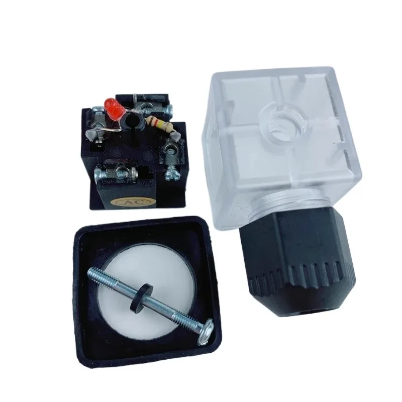 Waterproof DIN43650A Solenoid Valve Coil Plug Connector with LED Indicator Light, 3-Core 4-Core 2P+E/3P+E
