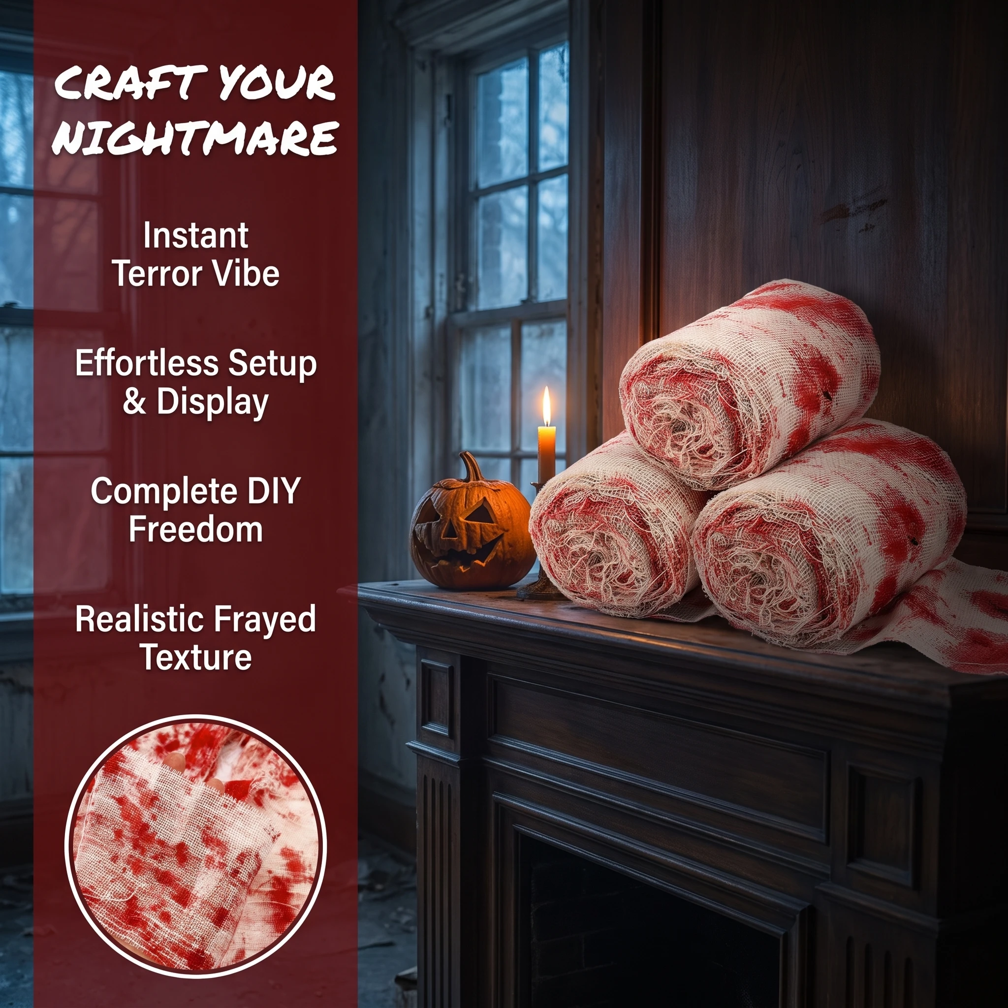 3m Halloween Bloody Cloth Strips Horror Blood Gauze Bandage Haunted House Warning Isolation Belt DIY Halloween Scene Decor Props