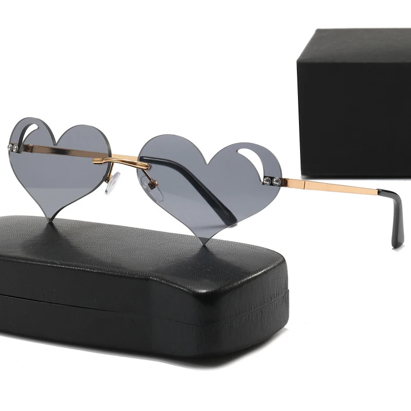 New leaky love rimless metal sunglasses personalised trend ins style performance runway glasses