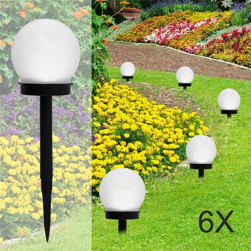 6Piece LED Garden Path Ground Lights Stake Lighting Patio Aisle Light Solar Lawn Lamp