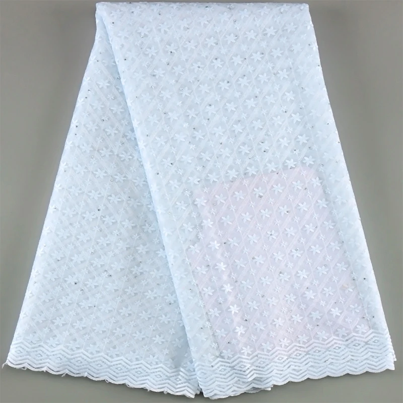 Pure White High Quality African Tulle Lace Fabric 2023 French Net Stones Fabric Embroider Milk Silk Lace Nigeria Sewing Dress