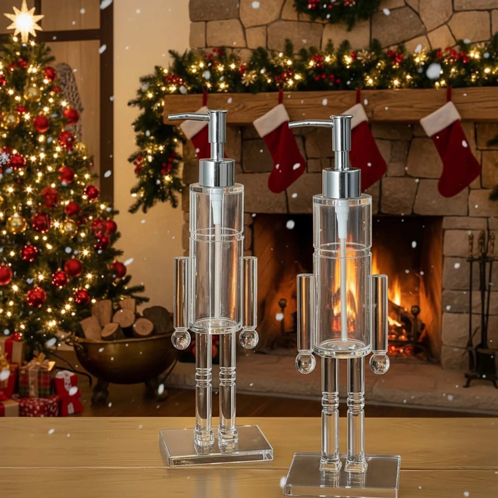 

Nutcracker Soap Pump Dispenser Reusable Gel Liquid Container Transparent Lotion Bottle For Kitchen Hotel Home Countertop