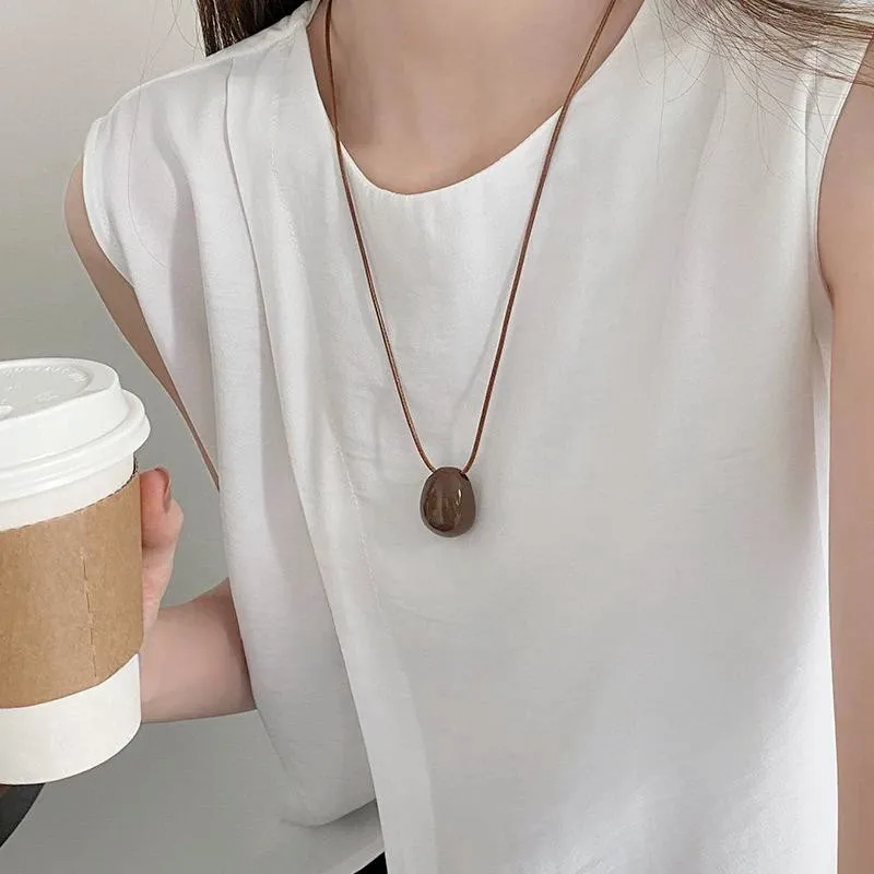 Fashion Long Rope Bean Pendant Necklace for Women Autumn Winter Sweater Chain Accessory - Image 5
