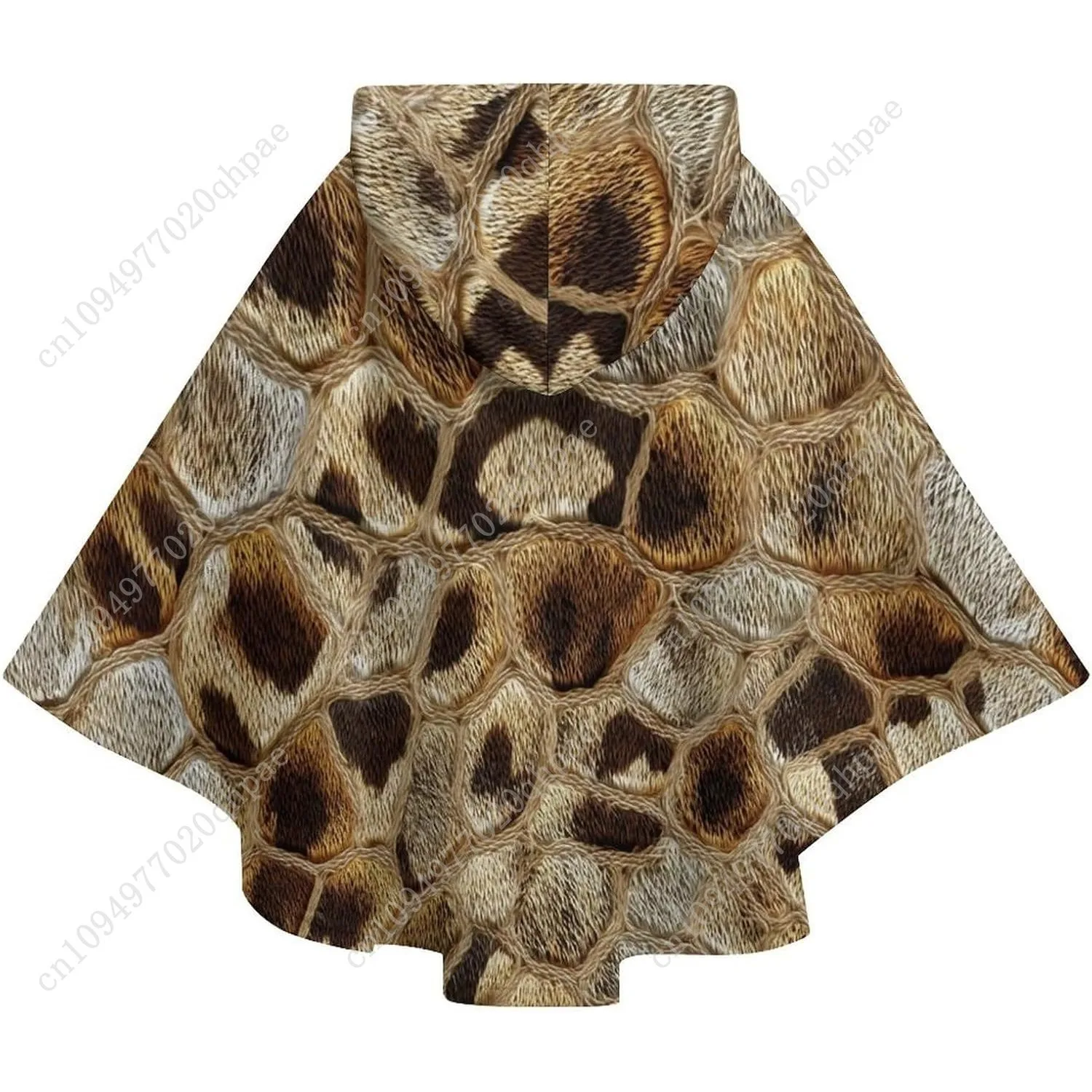 Suéter cobertor de flanela aconchegante, capuz grande com textura de pele de cobra com bolsos para crianças e adolescentes