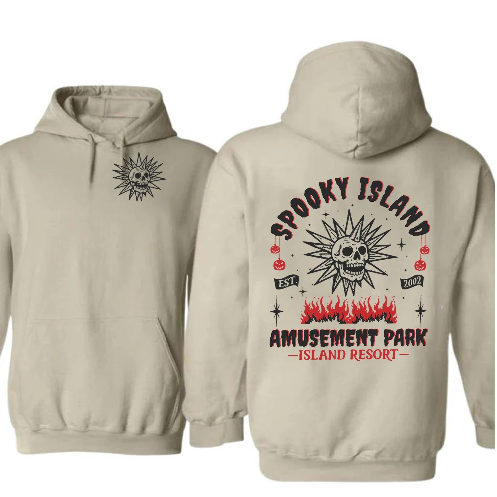 مخيف جزيرة ملاهي هوديي ريترو 2000s هالوين فيلم هوديي ديسكو الجمجمة الهيب هوب قميص 90s الحنين هالوين قميص