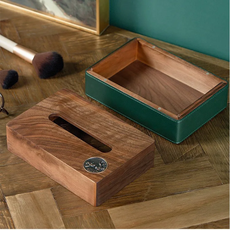 صندوق مناديل ورقية من خشب الجوز فندق خاص مخصص بالجملة هدية صندوق تخزين للتحكم عن بعد تخزين المنزل