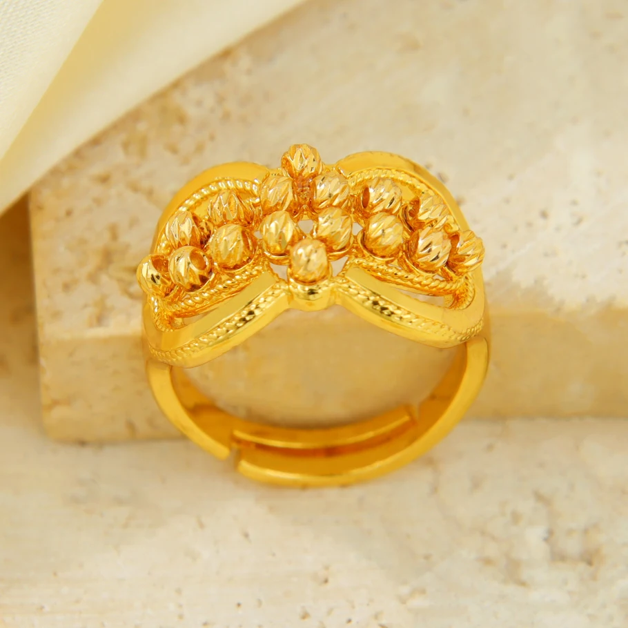 Arabische Mode Unregelmäßige Perlenringe 24k Vergoldet Nigeria Braut Hochzeitsring Dubai Damen Arabesque Vintage Schmuck Geschenke – Detail 15