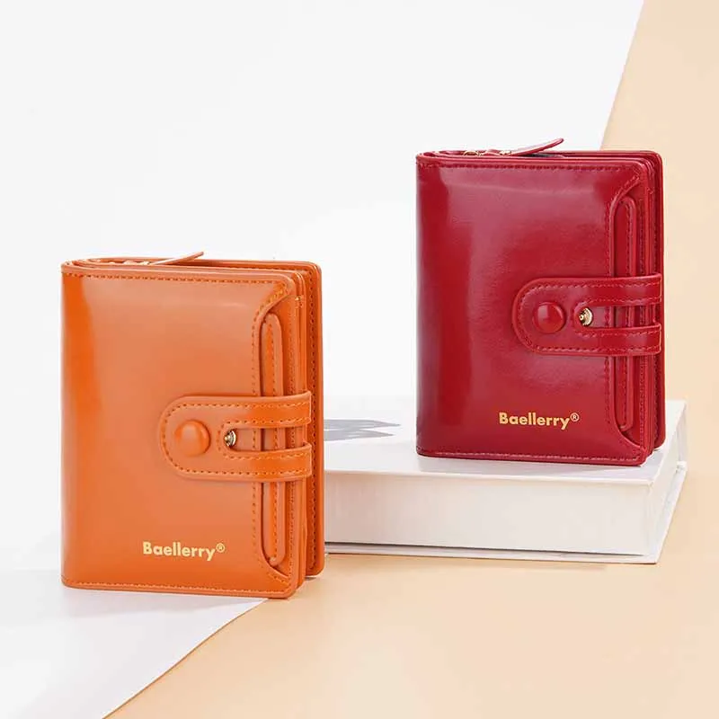 

New Women Wallet Retro Trifold RFID Short Wallet Fashion Large Capacity Buckle Zipper Coin Lady Coin Purse Card Holder carteras