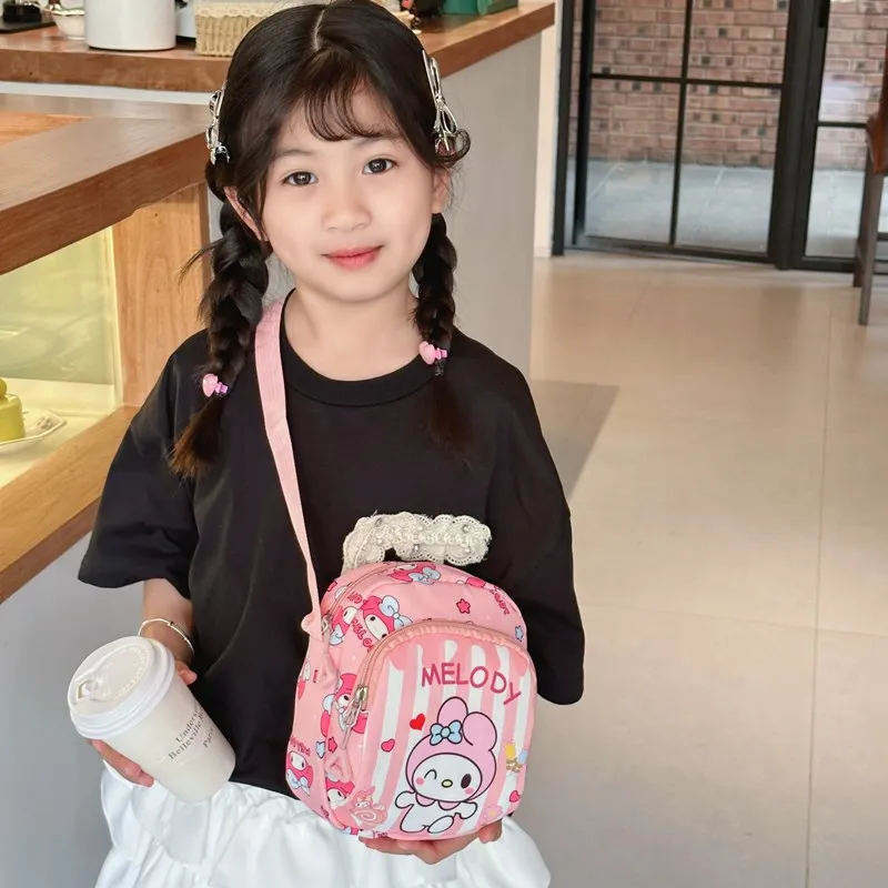 2025 novo estilo sanrio kuromi pochacco kawaii bolsa de ombro dos desenhos animados saco do mensageiro portátil mochila moda criança