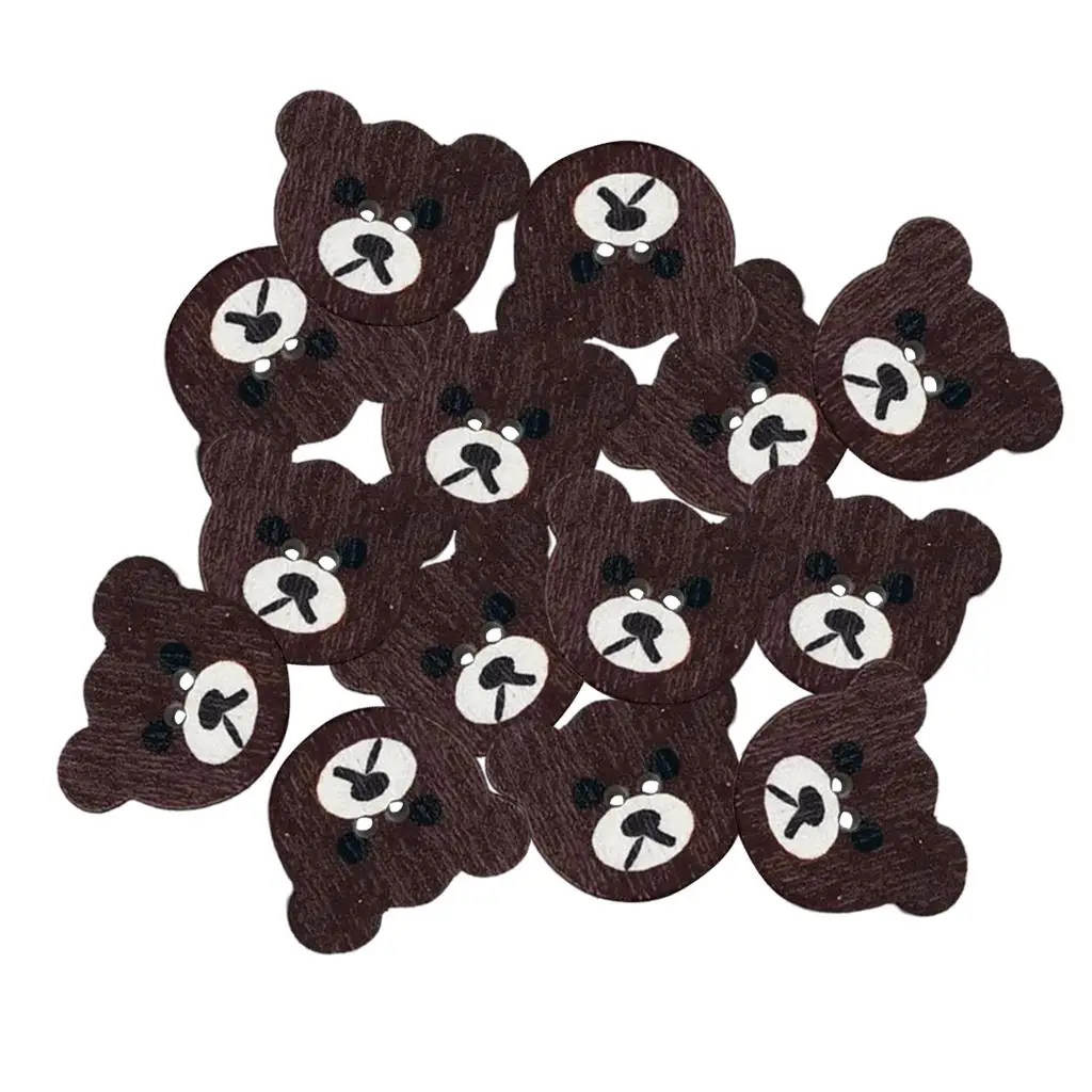 50PC Bear Buttons DIY Clothes Decorative Button Crafts 2 Holes