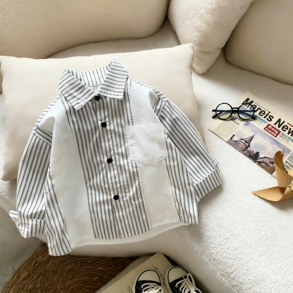 

Boys Striped Shirt Spring Autumn New Korean Style Casual Children's Clothing Baby Boys Versatile Tops