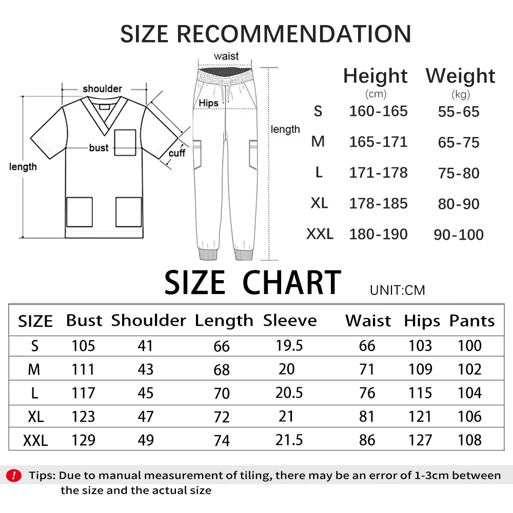 Hot Sale Clinic Workwear Unisex Medical Nurse Scrub Set Clinical Uniform Men Women Beauty Salon Costume Doctor Nursing Top Pants