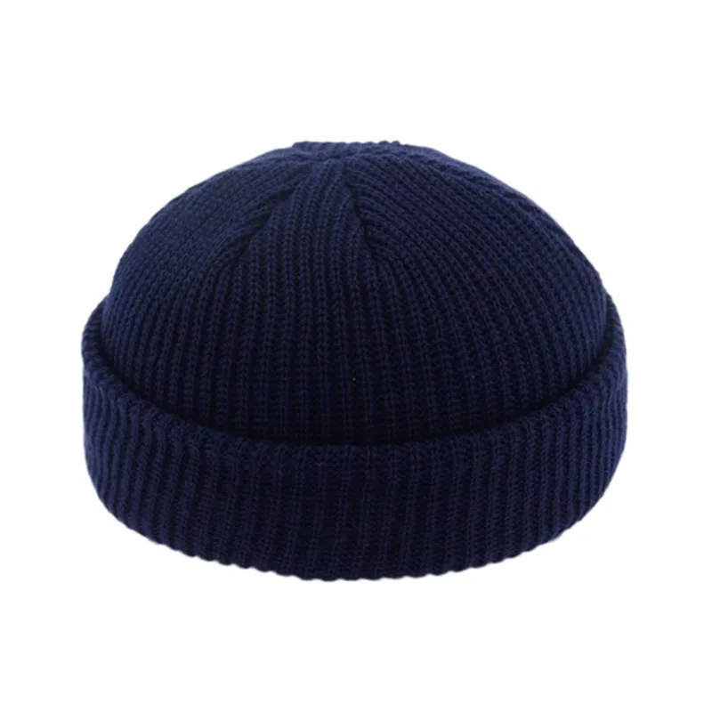 Knitted Beanie Hat Unisex Cap Fashion Hip-hop Cuffed Short Cap Bonnet Warm Ribbed Fisherman Hat