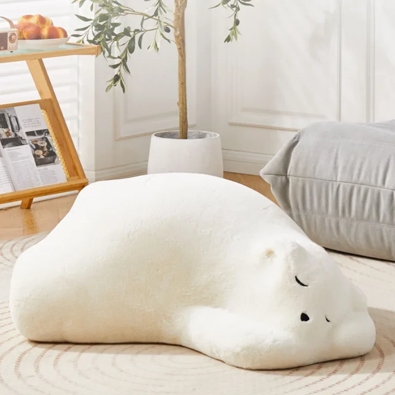 Sleeping Bear Nordic Lazy Sofa Animal Seat Creative Polar Bear Children's Stool Living Room Backrest Pillow Cozy Furniture