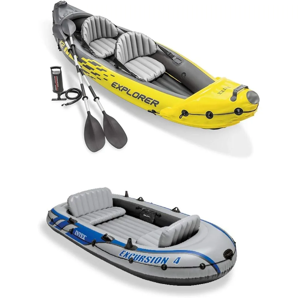 

2-Person Inflatable Kayak w/ Oars & Air Pump & 4 Person Boat w/ Oars &Pump