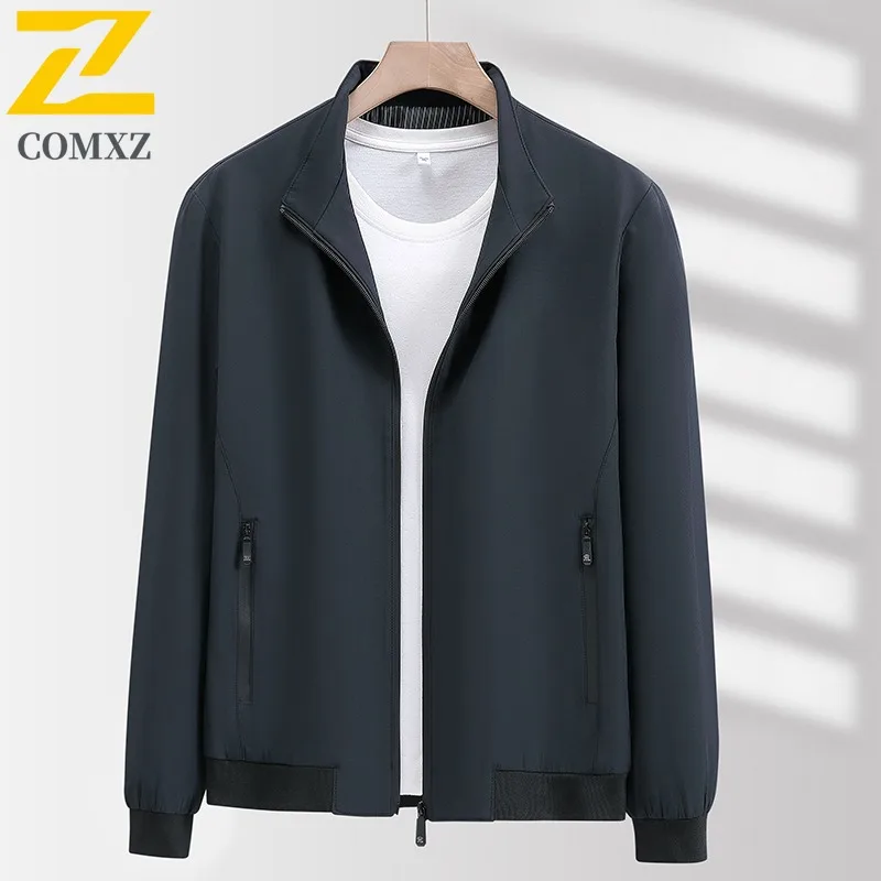 

COMXZ High Quality Stand Collar Mens Jacket Outdoor Work Comfortable Coat Classic Travel Lightweight Durable Autumn New Clothing