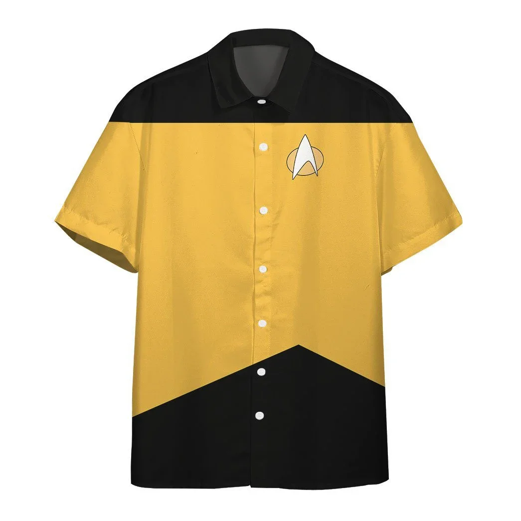 Hawaiian Men\'s Short Sleeve Shirt Star Trek Color Block Print Men\'s Lapel Top Large Size Casual Men\'s Shirt 2024 New Style