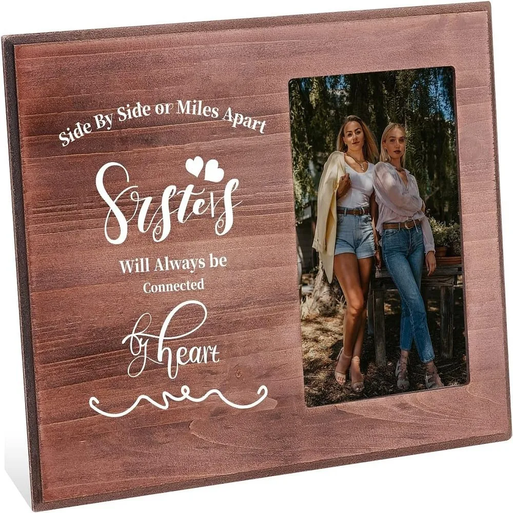 Photo Frames Glass Display Pictures for Tabletop Display Photo Frame Rectangle with Word Saddle Brown 19.5x25.4x1.35cm