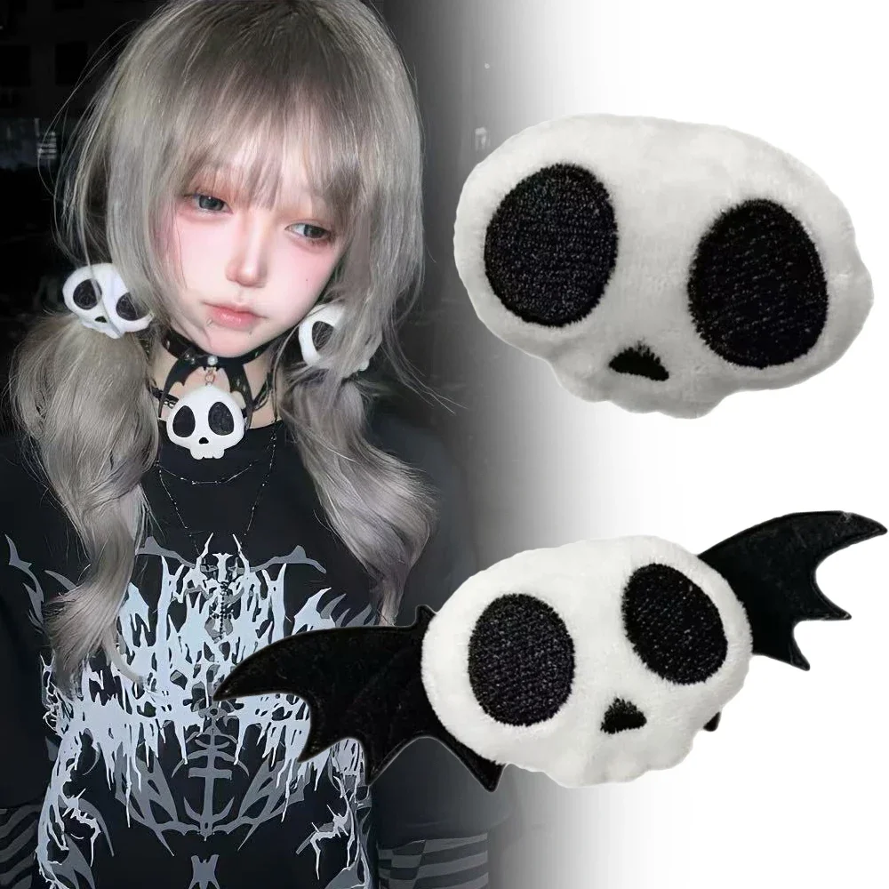 Subkultur Gothic Lolita Haarnadel Harajuku Y2K Mädchen Haarspange Kopfschmuck Plüsch Totenkopf Kopfbedeckung Halloween Haarschmuck