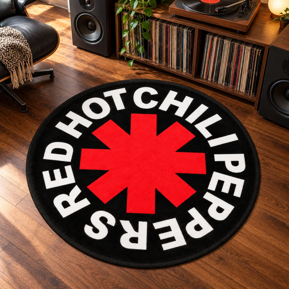 Red Hot C-Chili P-Peppers Logo Round Area Rug Soft Flannel Floor Mat for Bedroom Living Room Entryway Decor Indoor Carpet