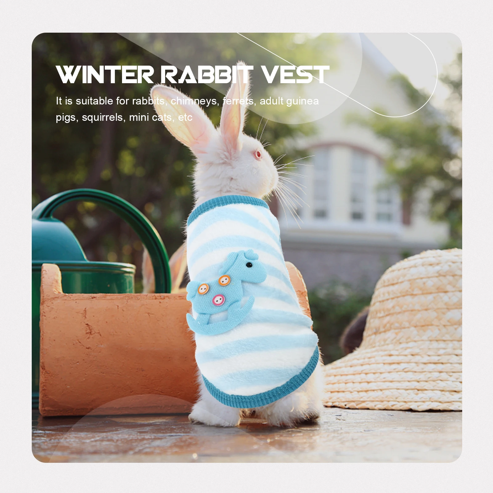 

Coral Fleece Vest Adorable Rabbit Costume Lightweight Warm Mini Ferret Guinea Clothing Blue Color Pet Clothes Winter Costumes