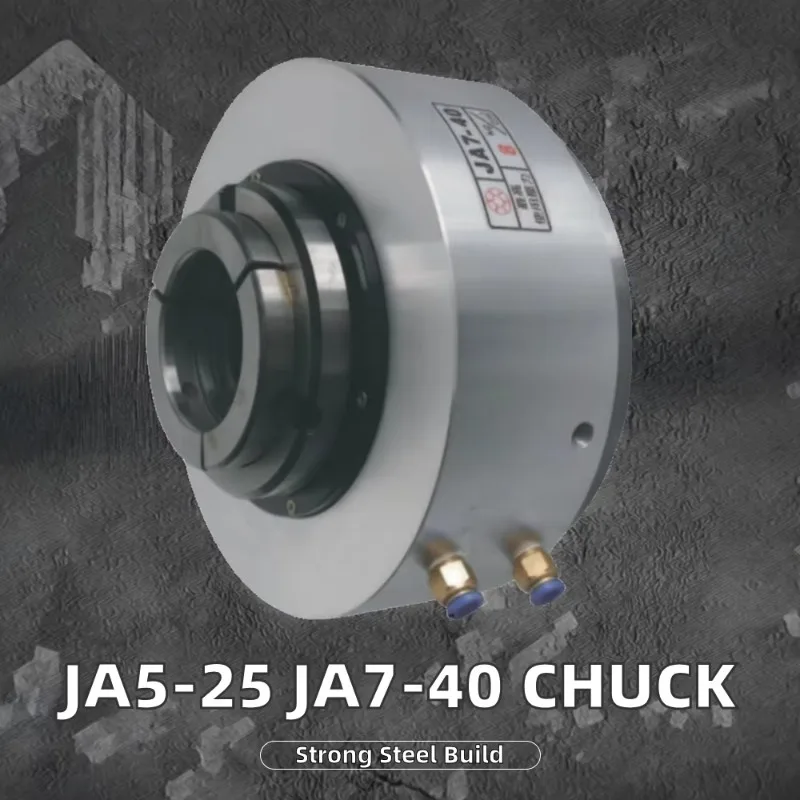JA5-25 JA7-40 Pneumatic Steel Power Chuck Rotating Hollow Air Collet Style Chuck