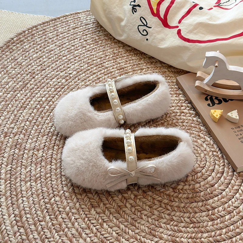 الفتيات مطرز حزام أفخم بطانة حذاء كاجوال 2025 جديد الشتاء الاطفال الأميرة الشقق مع القوس التفاصيل لينة وحيد في الهواء الطلق ارتداء اليومي #3