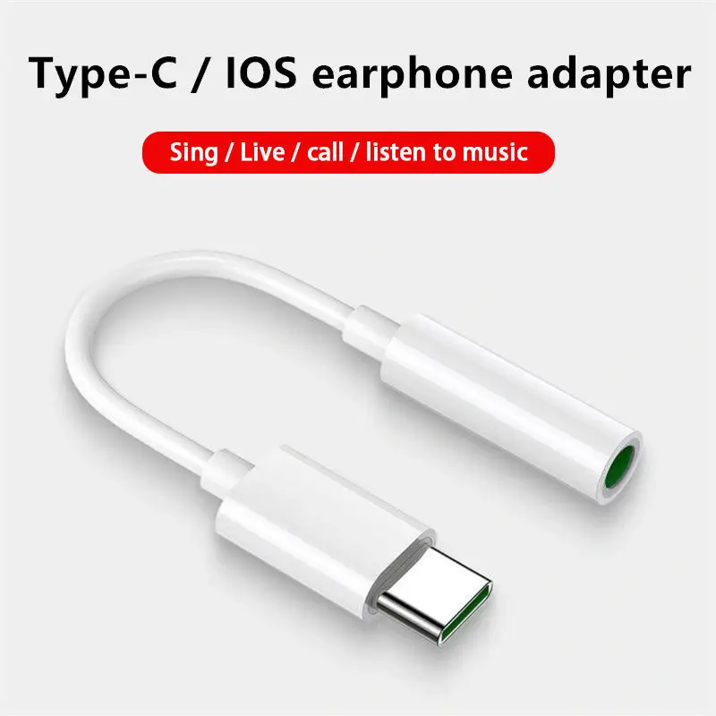 Type-c to 3.5mm Earphone Cable Adapter Type C Usb-c Male to 3.5 Aux Audio Female Jack for Android