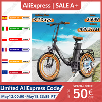 OT16 Electric Bicycle 250W Brushless Motor 48V17Ah Lithium Battery City Folding E-bike 20*3.0 Inch Fat Tire Snow Electric Bike