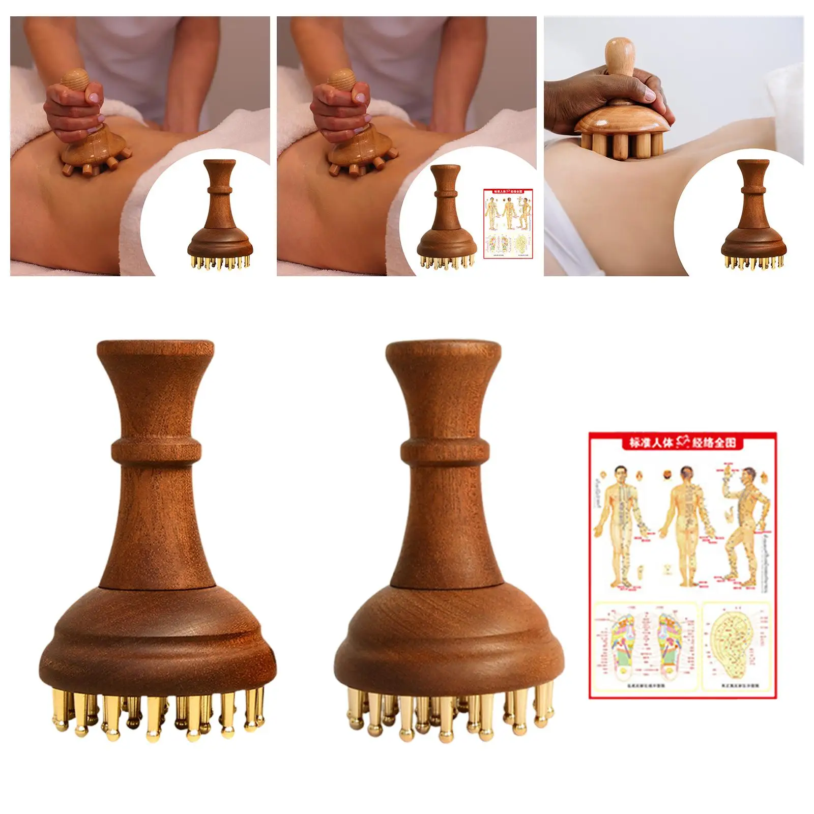 

Wooden Massage Comb 29 Brass Tooth Deep Tissue Gift Women Men Office Working Styling Body Sculpting Tool Pocket Manual 8.5x14cm