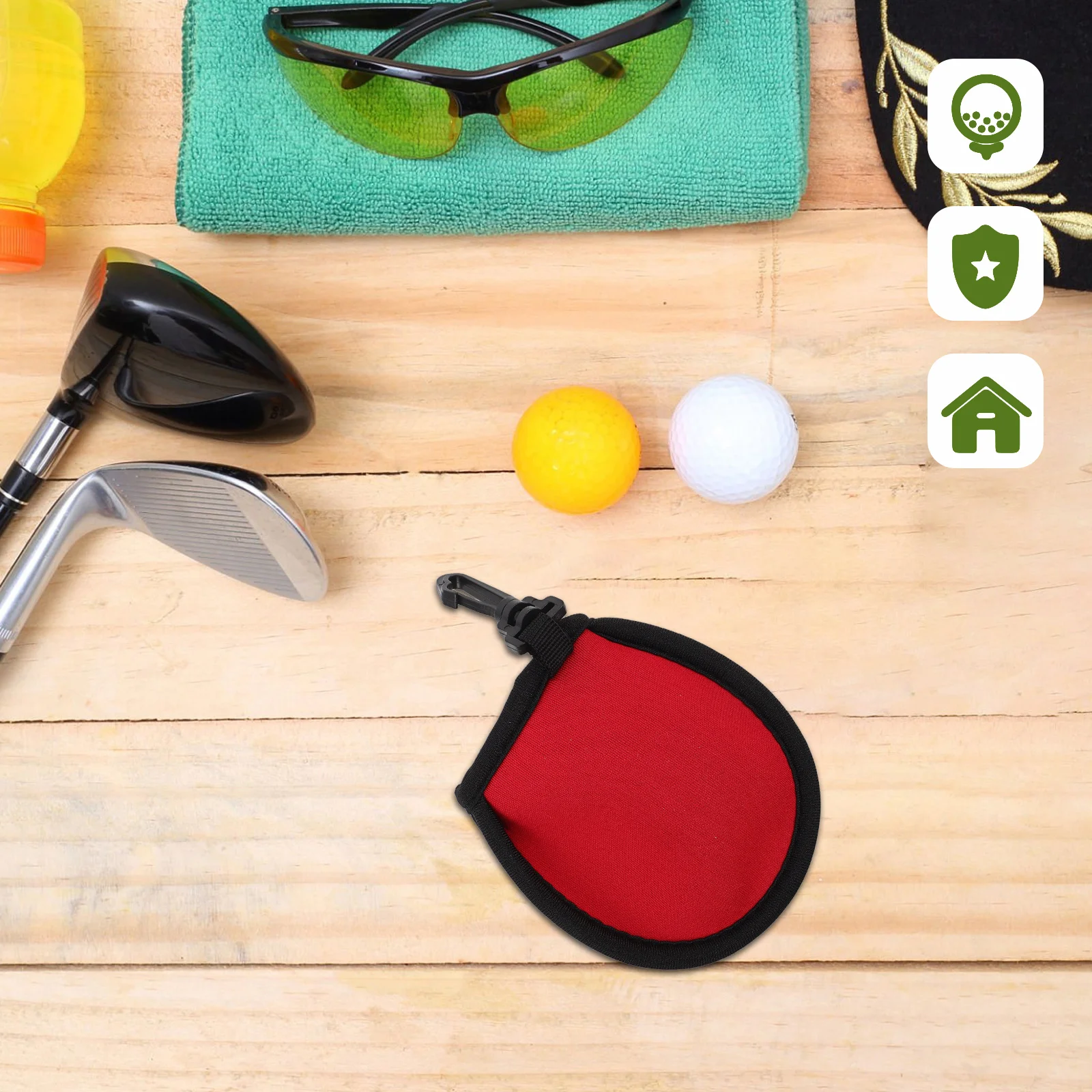 6pcs Ball Washer Pocket Portable Hook Durable Sbr Material Multifunctional Golf Ball Bag Waist Pouch Tee Holder For Golf Bag