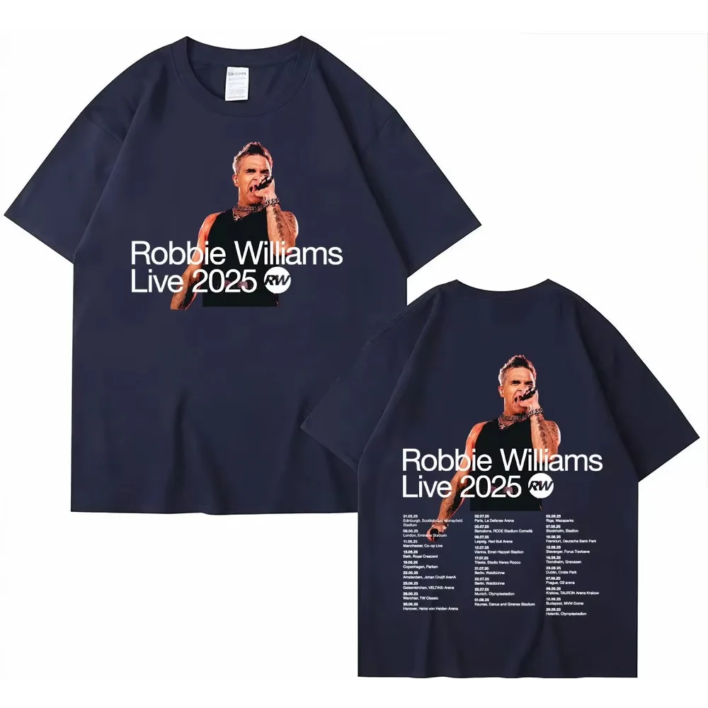 Robbie Williams Live 2026 Tour Cover T-shirt Men's Women High Street Hip Hop Punk T Shirt Summer Casual Short Sleeve T-shirt Top