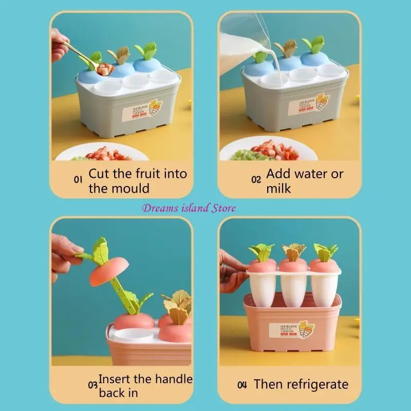 Ice Cream Moulds Reusable DIY Ice Cream Makers Removable Lid Homemade Ice Popsicles Molds PP Material 3 Colors to Choose HX6C