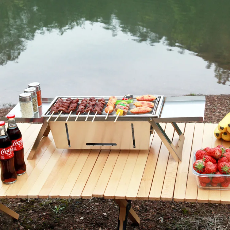 

Stainless Steel Instant Fold Charcoal Grill - Portable Camping BBQ for Outdoor Picnic, Backyard, Hiking -No Assembly Lightweight