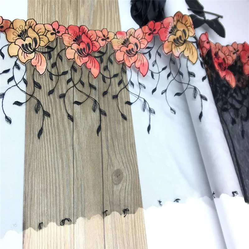 Colors Flower Print Tulle Lace Trim DIY Sexy Lingerie Sewing Materials Black Mesh Embroidery Lace Fabrics for Underwear Crafts