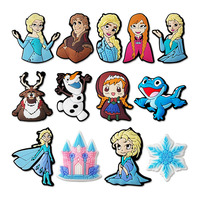 13pcs Miniso Cartoon Disney Princess Frozen Anna Elsa Olaf PVC Shoe Charms For Clogs Pins Sandals Shoes Decoration Kid Girl Gift