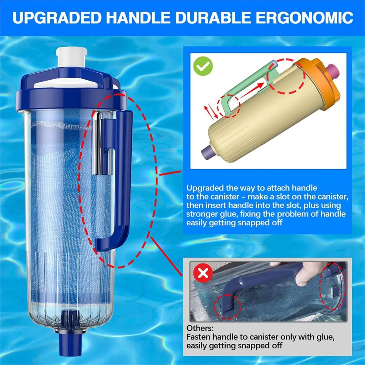 PHONE&GEAR W530 Pool Leaf Canister W/Mesh Bag Large Capacity for Pool Vacuum Cleaner Heavy Duty Open Line Pool